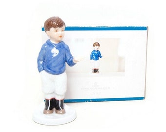 ROYAL COPENHAGEN MALIK Figurine - 5 Inch - New In Box - Blue and White - 10th In Series - Sven Vestergaard - Fine Porcelain - Boy Figurine