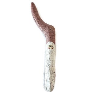 Vintage Hand Carved Driftwood Santa Ornament - 7 1/2&quot; - Hand Painted - Unique Christmas Decoration