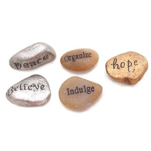 Vintage Inspirational Rocks - Motivational Stones - Hand Painted - Set of 5 - Encouraging Gift
