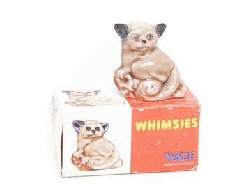 Vintage Miniature Wade Whimsies - Bush Baby Porcelain Figurine - In Original Box - Made in England 1970s - Red Rose Tea Promotion