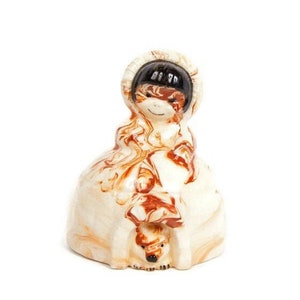 Vintage Alaskan Eskimo & Husky Dog Coin Bank: Slag Glass Igloo Pottery