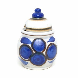 Vintage Staffel Stoneware Mustard Pot - German Lidded Sugar Bowl - Rustic Condiment Jar - Hand-Painted