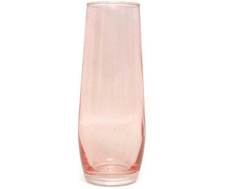 Vintage Pink Glass Bud Vase Gold Leaf Rim Blown Glass Cased Base Swedish Glass Scandinavian Art 6 Inch