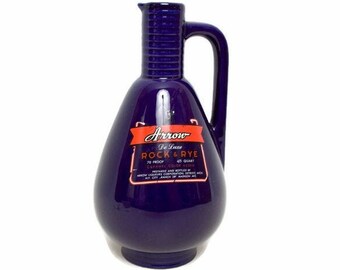 Decanter in ceramica Cobalt Arrow Rock & Rye - Brocca per whisky vintage da 9" - RARA