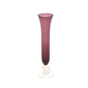 Vintage Amethyst Glass Bud Vase - Hand-Blown Long Neck with Flared Mouth - 8 Inch Purple Flower Vase