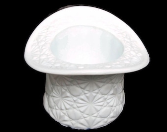 Vintage Fenton Milk Glass Top Hat: Daisy and Button Pattern Candy Dish