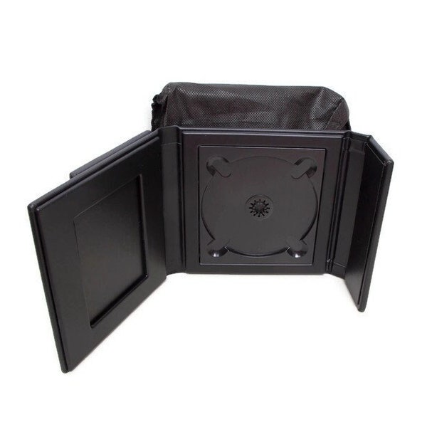 Black Leather CD-DVD Holder with 3x3 Photo Cover and 4x5 Inside Photograph - New in Sleeve