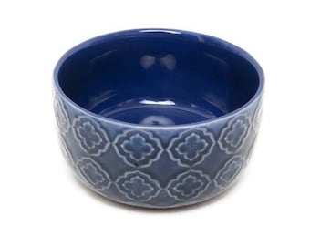 Vintage Weller Art Pottery Candy Dish: Cobalt Blue Floral Bowl