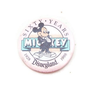 Vintage Disneyland 60 Years Pin | 1928–1988 Mickey Mouse Button | Walt Disney Co Collectible