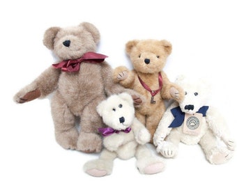 Boyds Bears Lot of 4 - Hubbard W Growler, JP Locksley, Investment Collectibles Cream Bear, JB Bean Brown Bear