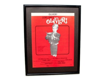 Vintage OLIVER! Music Sheet - Lionel Bart's Oliver - Framed Musical - John Woolf Producer - Advertising Poster