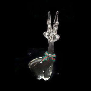 Vintage Hand Blown Crystal Reindeer Figurine: Enesco Japan Christmas Decor