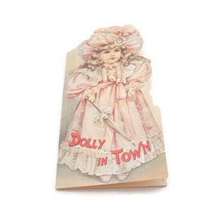 Libro tascabile Vintage Dolly in Town - 1982 Merrimack Publishing - Libro di fiabe per bambini fustellato - Stampato a Hong Kong