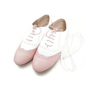 Pink and white oxford shoes sales