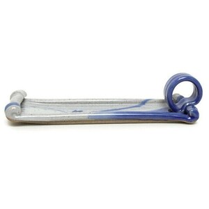 Hand Painted Stoneware Incense Holder – Cobalt Blue on Gray Salt Glaze – 9" Pottery Finger Loop Tray