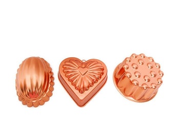 Vintage Copper Molds - Set of 3 - Heart, Shell, Bubble - Murro Aluminum - Baking Pans - Ice Mold - Wall Hanging - Jello Mold - Kitchen Decor
