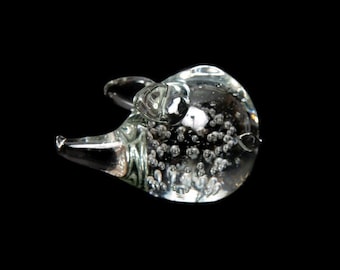 Vintage Blown Glass Pig Paperweight: Bullicante Clear Glass Figurine