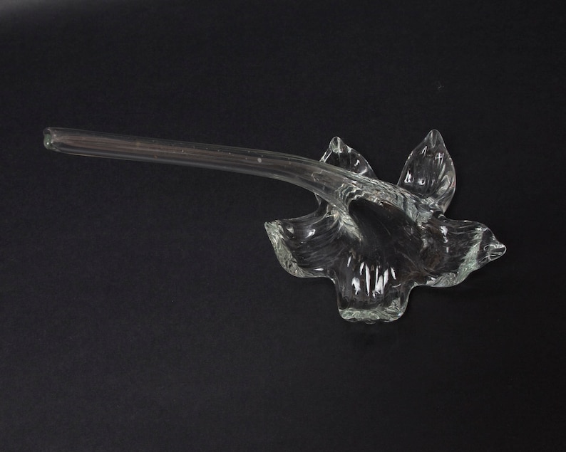 Vintage Glass Flower Epergne Horn Vase Hand Blown Clear Art Etsy