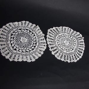 Vintage Hand Crocheted Lace Doilies - Set of 2 - 8 Inch White Cotton