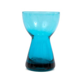 Vintage Morgantown Barton Candle Holder - Peacock Blue Turquoise Glass - MCM 4” Taper Holder Vase - Mid Century Modern Decor