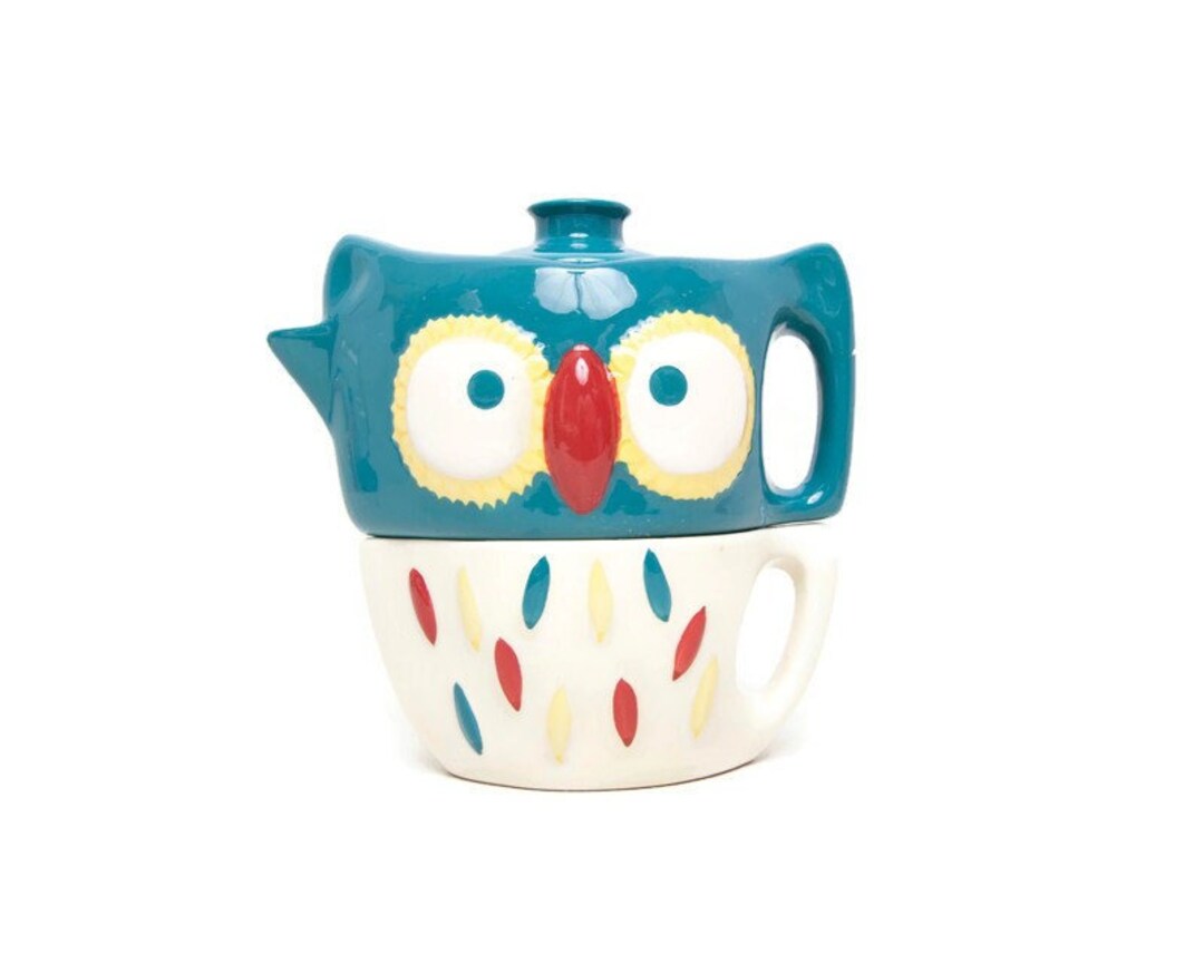 Vintage Owl Teapot and Cup MSRF Inc Design Studios Single Serve