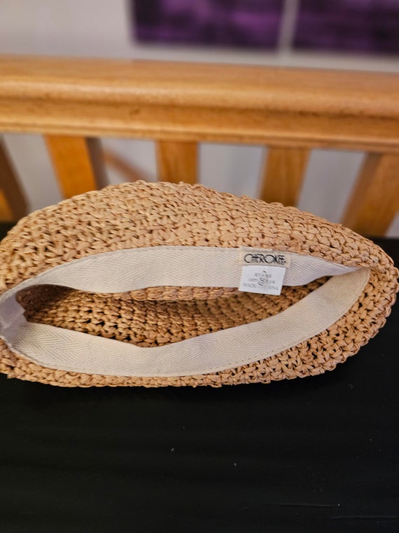 Vintage Cherokee Crochet Straw Bucket Hat - Sun P… - image 8