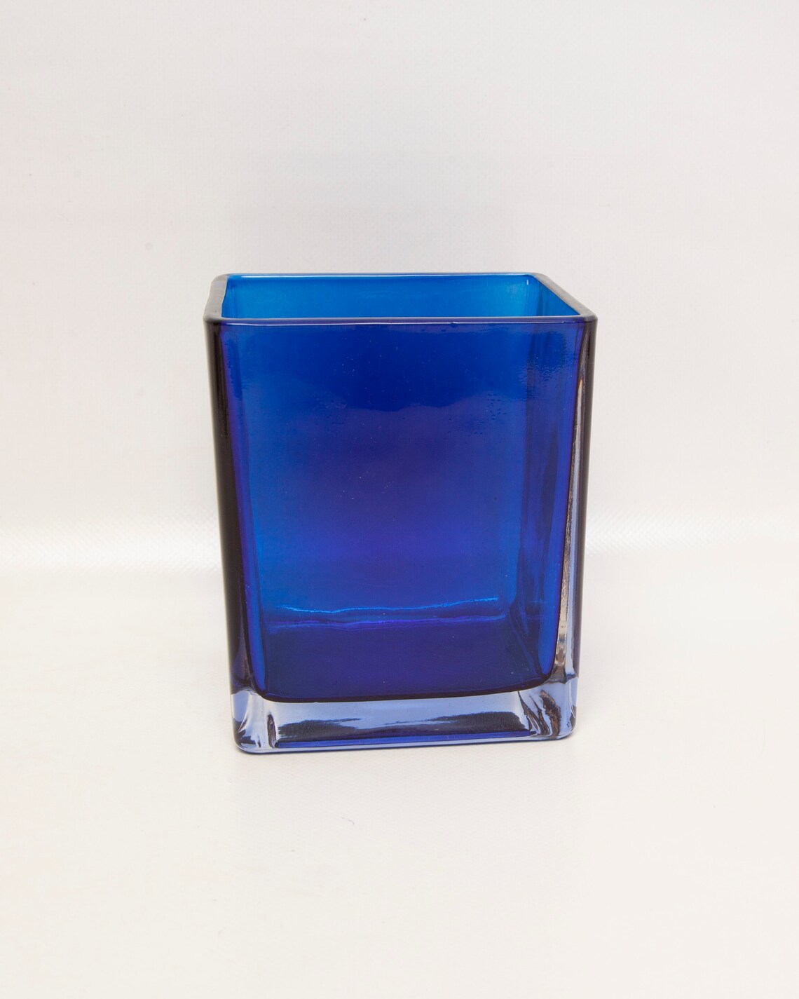 Vintage Cobalt Blue Square Glass Vase Indiana Glass Cased Base Etsy