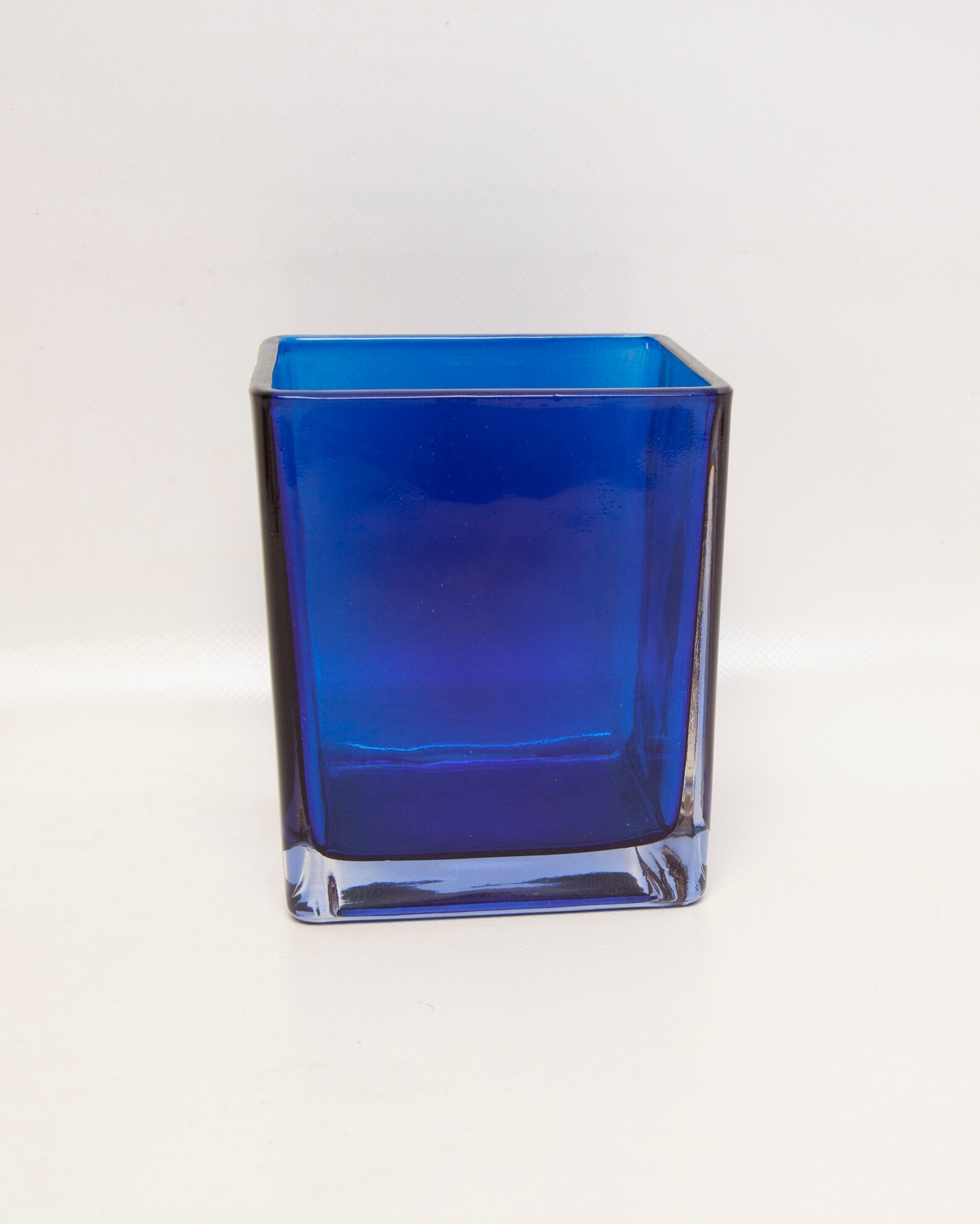 Vintage Cobalt Blue Square Glass Vase Indiana Glass Cased Base Etsy