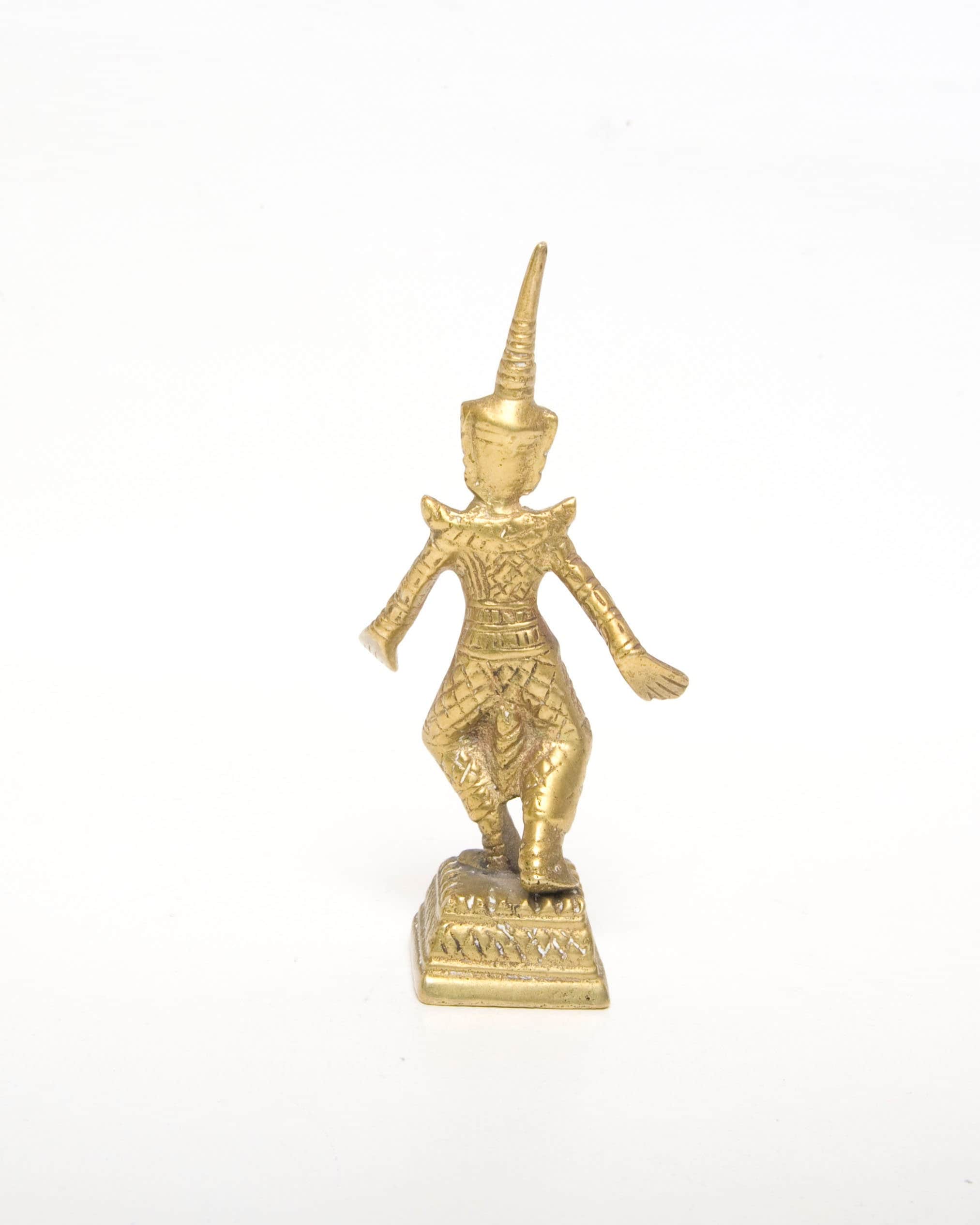 Vintage Brass Thai Figurine Temple Dancer Souvenir From Thailand