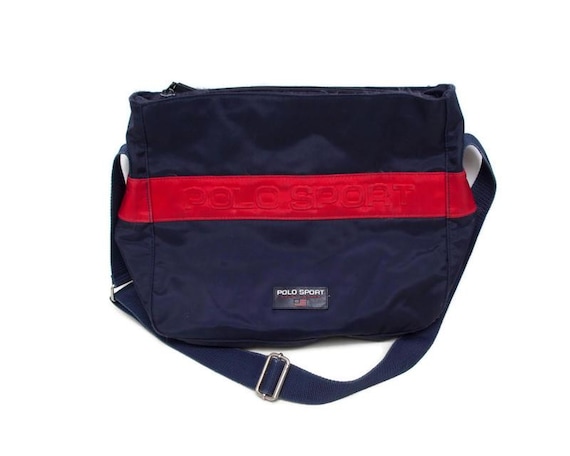 Polo Sport Ralph Lauren Tote Bag: Blue Vinyl Travel Shoulder Bag