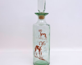 Bottiglia di liquore in vetro verde American Bighorn vintage – Decanter Wildlife – Old Fitzgerald Stitzel Weller degli anni '60