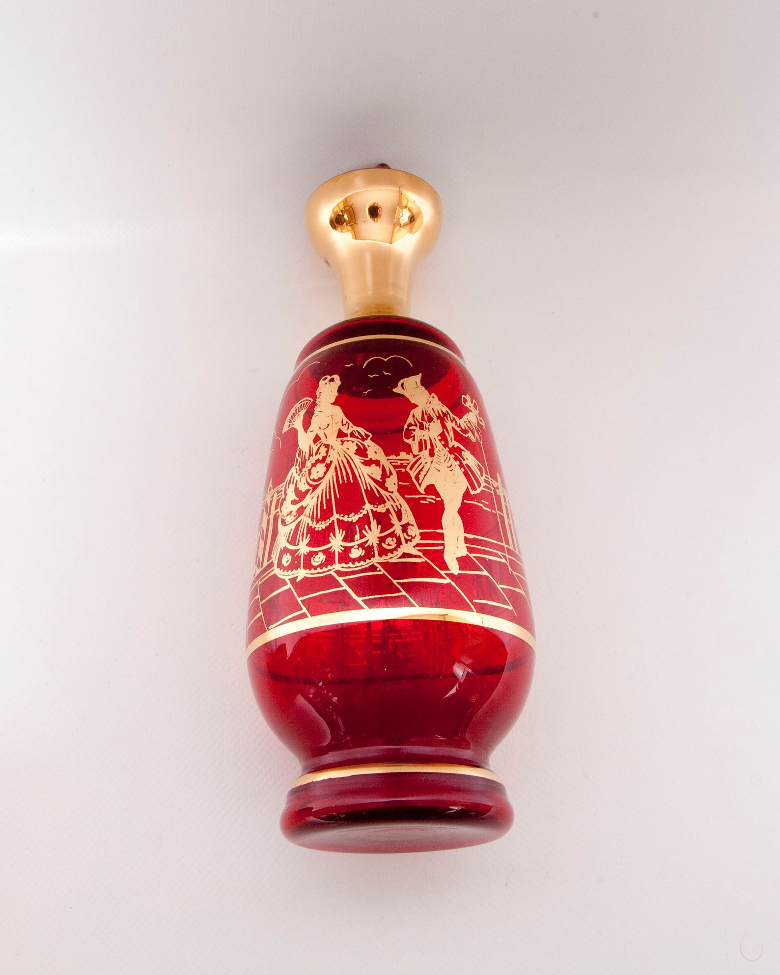Antique Ruby Red Glass Decanter 6 Cordials Venice Etsy