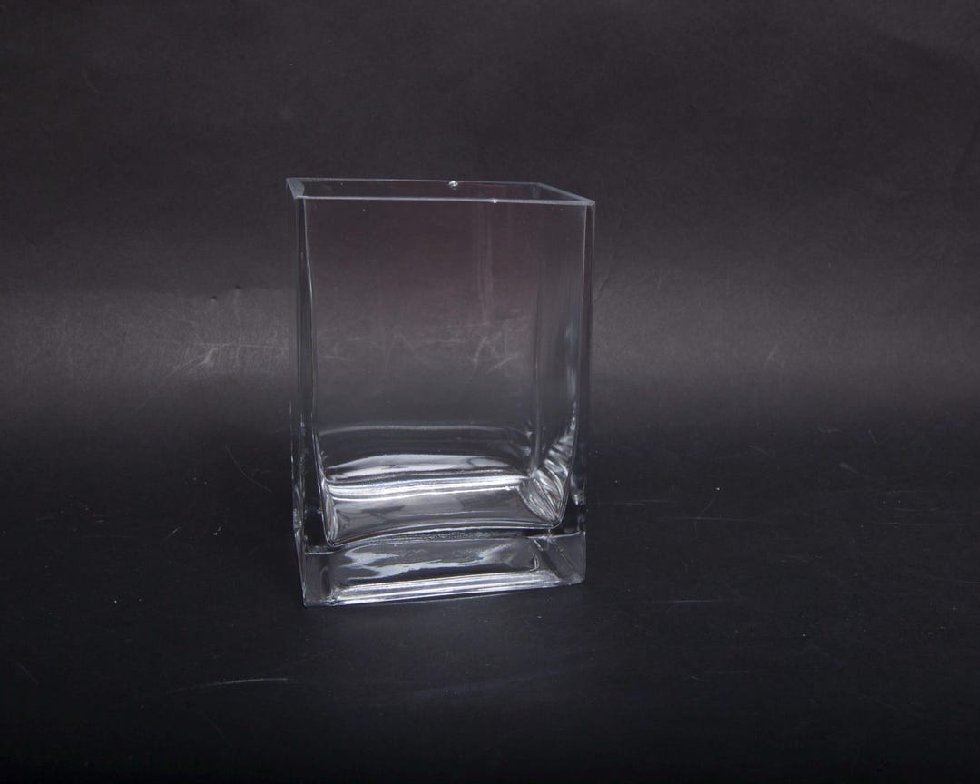Translucent Glass Rectangular Vintage Clear Glass Rectangular Vase - Modern Minimalist Centerpiece ...