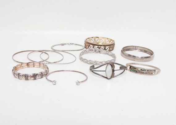 Vintage Lot of 11 Assorted Bracelets, Bangles, Cu… - image 2