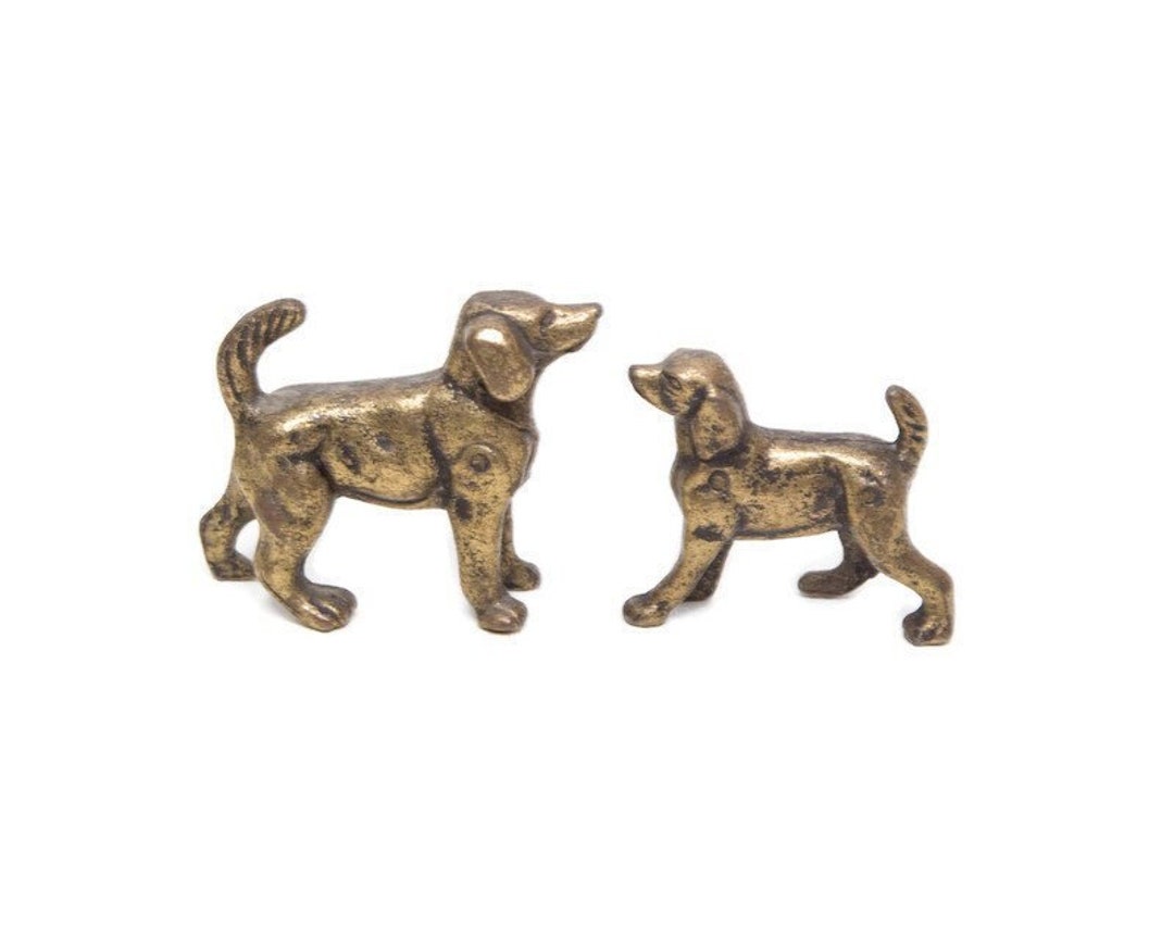 Vintage Brass Dog Figurines Set of 2 Retriever Dogs Etsy