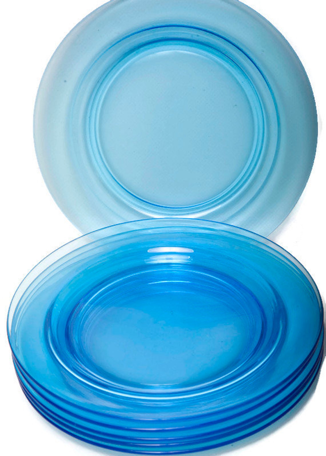Vintage Blue Glass Salad Plates Set of 6 Turquoise Glass Capri Etsy