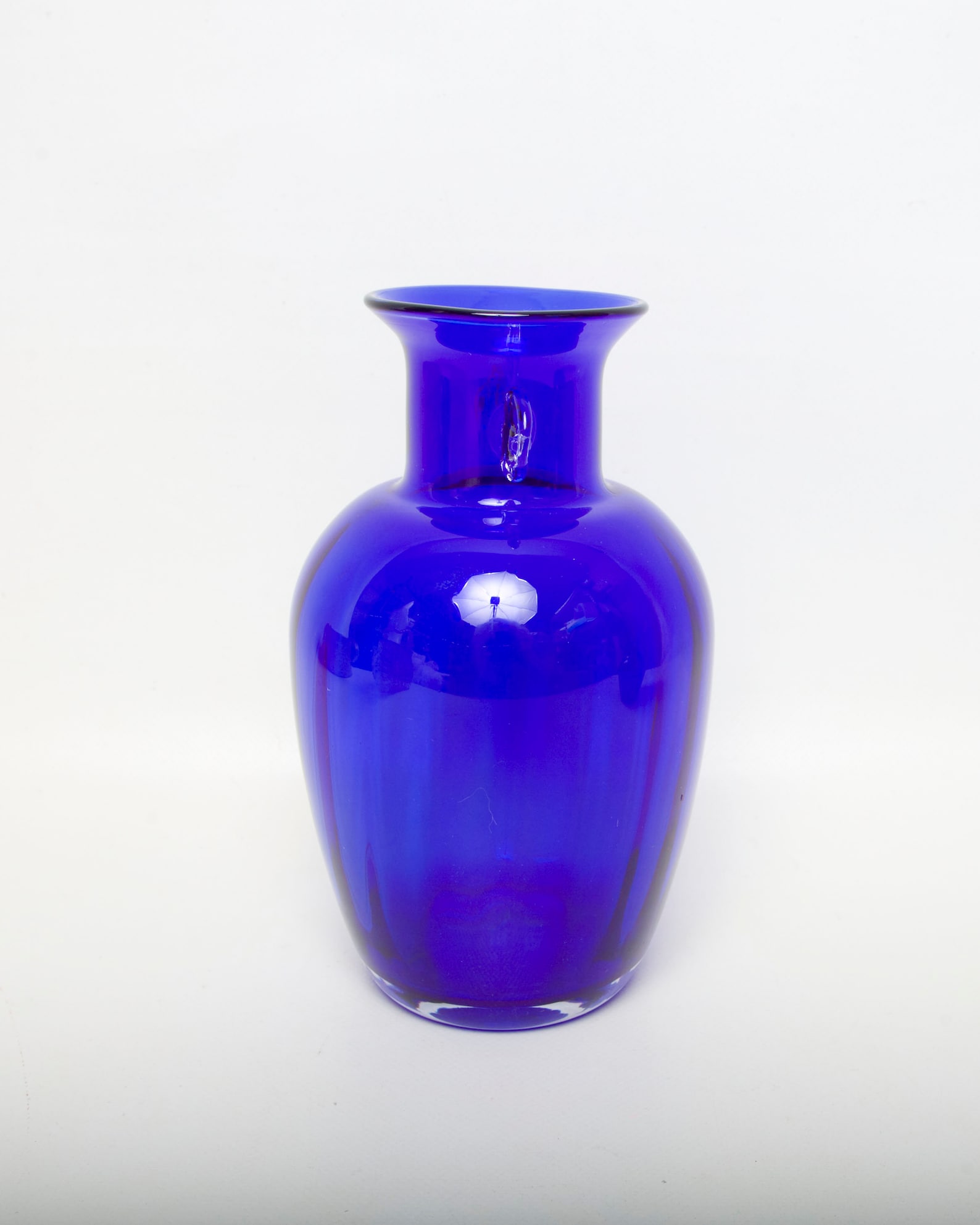 Vintage BLENKO Cobalt Blue Glass Urn Flower Vase Applied Etsy