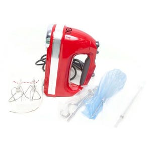 Vintage KitchenAid Empire Red 9-Speed Hand Mixer with Beaters and New Attachments