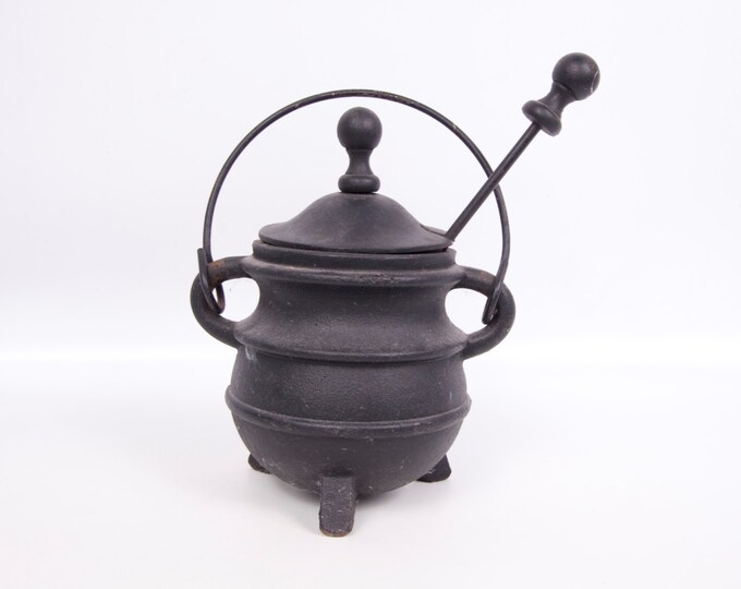 Antique Cast Iron Fire Place Starter Smudge Pot Footed Kettle Pumice