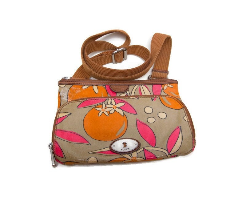 Fossil Key-Per Coated Canvas & Leather Floral Crossbody Bag ZB5060