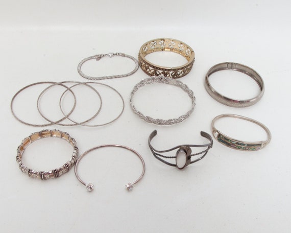 Vintage Lot of 11 Assorted Bracelets, Bangles, Cu… - image 4