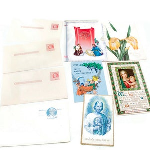 Lot antieke en vintage ansichtkaarten – Kerstmis, 1915, prepaid 2, 6 cent Amerikaanse ansichtkaarten, 1991 minikalender – kortstondige voor scrapbooking, ambachten