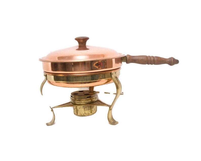Vintage Copper and Brass Chafing Dish Fondue Pot Buffet Server Etsy