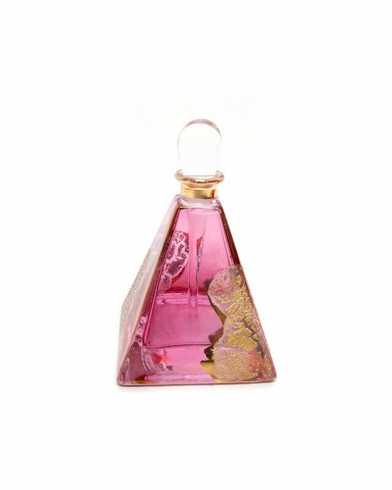 Vintage Czech Cranberry Glass Perfume Bottle - Py… - image 2