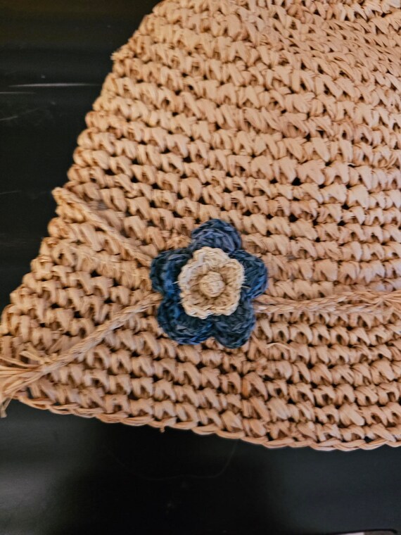 Vintage Cherokee Crochet Straw Bucket Hat - Sun P… - image 2