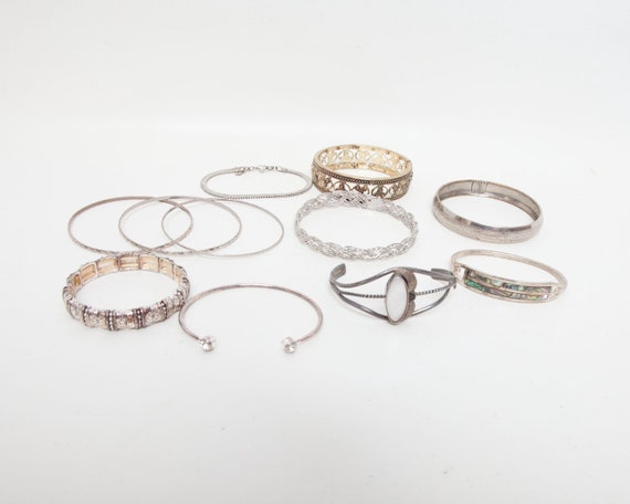 Vintage Lot of 11 Assorted Bracelets, Bangles, Cu… - image 5