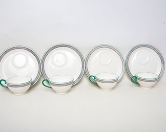 Juego de té Royal Doulton Tennis de 1914, una pieza rara: platos y tazas de estilo Art Déco.