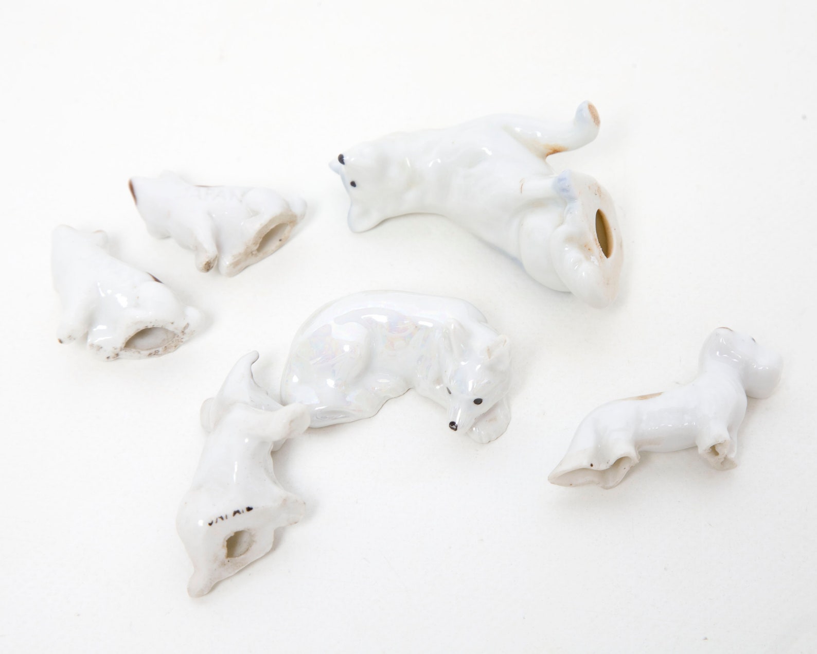 Vintage Japanese Porcelain Dog Figurines Lot of 6 Hand Painted Etsy