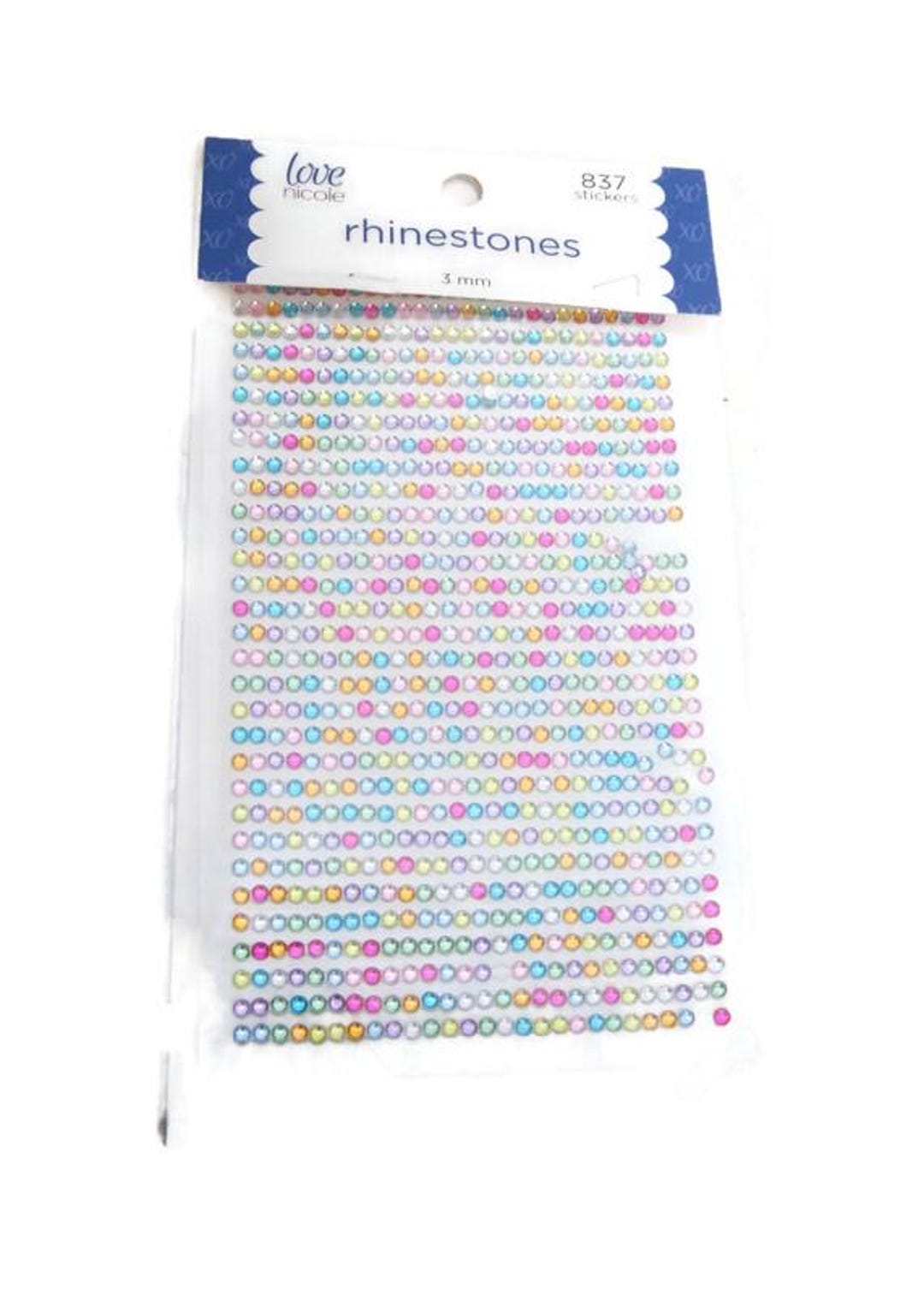 Vintage Love Nicole Rhinestone Stickers – 3mm Pastel Multicolor ...