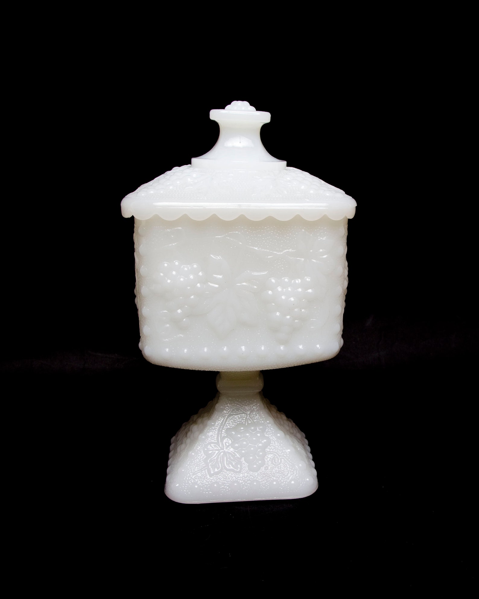 Vintage White Milk Glass Compote With Lid Wedding Bowl Footed Etsy